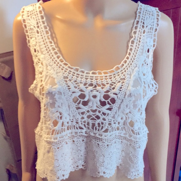 RAGA hollow out lace tank vest NWT wear alone or as cover up over bra/covers - Picture 1 of 8